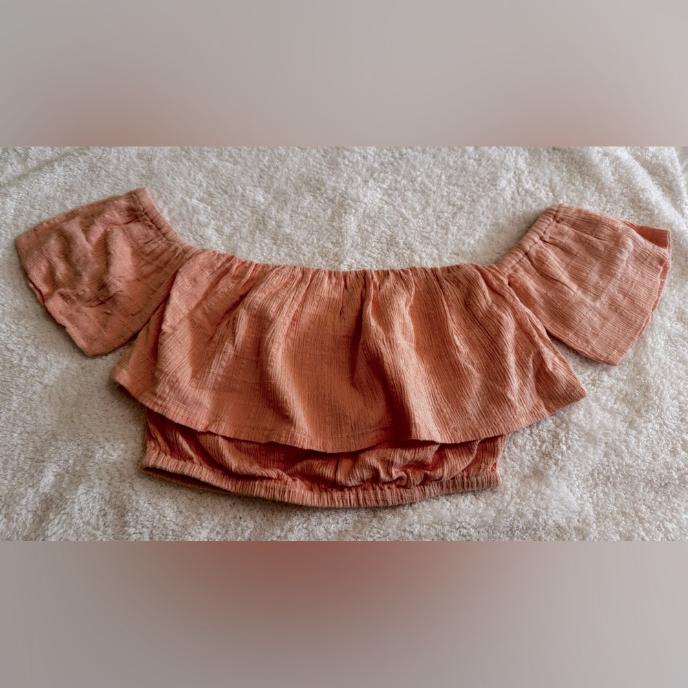 Roxy NWT Seaside Heaven Off the Shoulder Crop Top in Peach, size XS